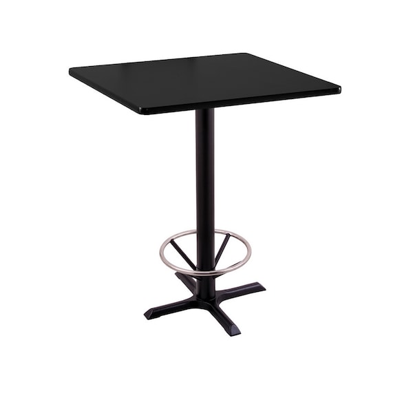 42" 211 Black Table, 30" x 30" Square Top, Foot Ring